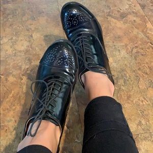 Nine West leather black heels